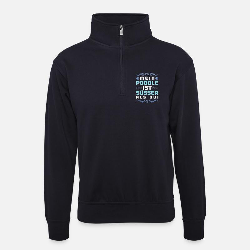 pudel hund spruch - Unisex Pullover mit Zip-Kragen - Dunkelnavy