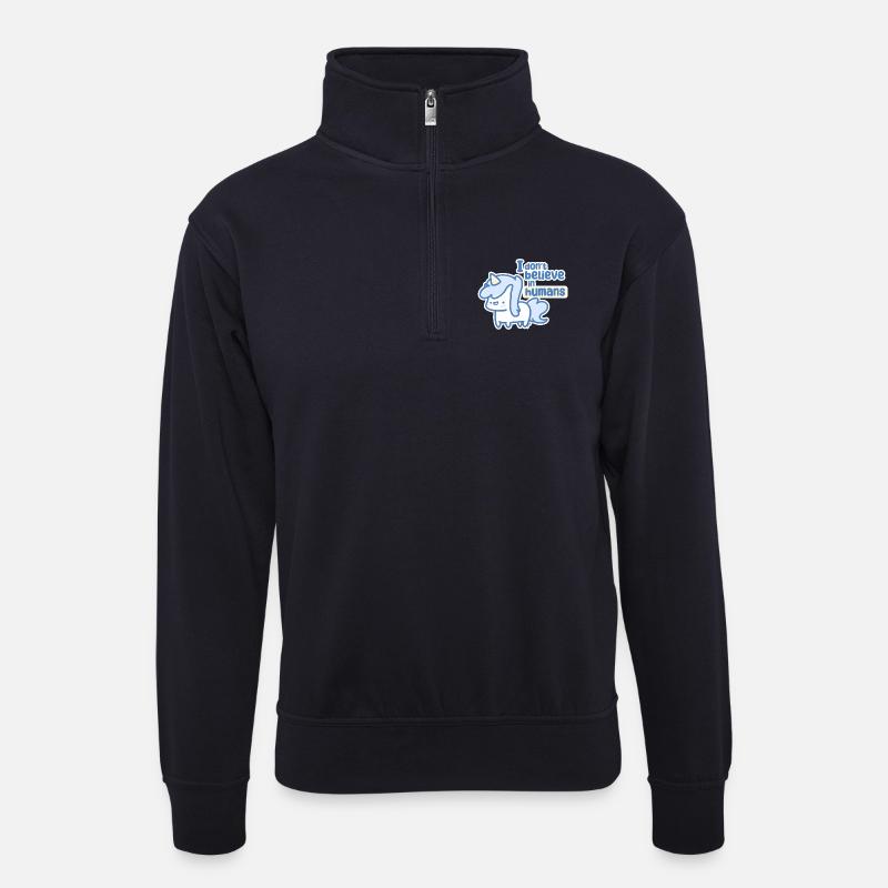 Skurriles Einhorn - Unisex Pullover mit Zip-Kragen - Dunkelnavy