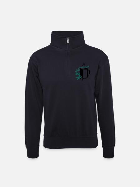 Café? - Sweat col montant zippé unisexe - bleu marine foncé