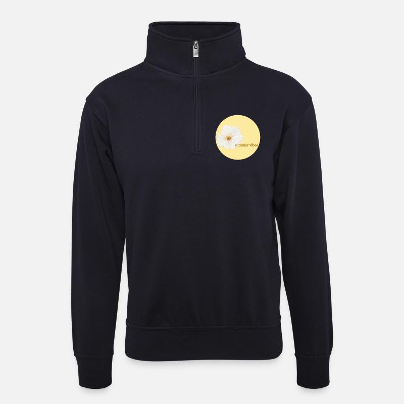 Sommer Vibes Blüten Design - Unisex Pullover mit Zip-Kragen - Dunkelnavy
