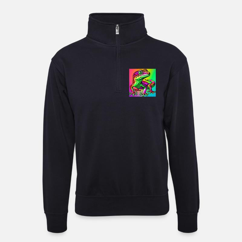Gecko - Unisex Pullover mit Zip-Kragen - Dunkelnavy