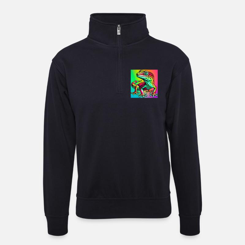 Gecko - Unisex Pullover mit Zip-Kragen - Dunkelnavy