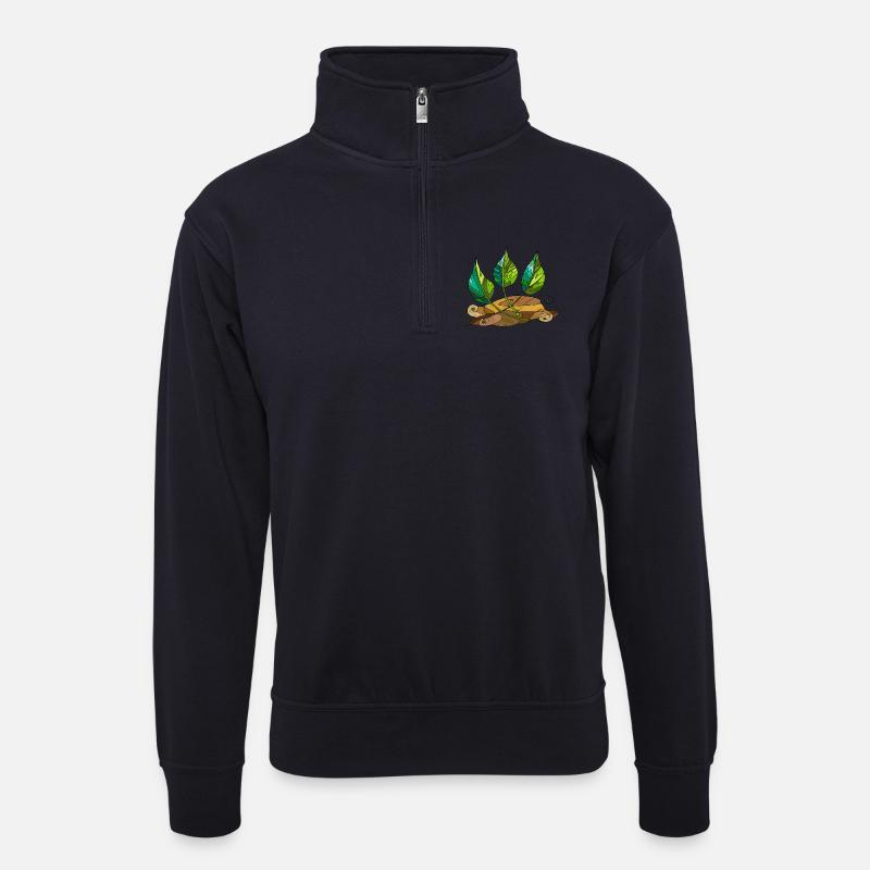 Blätter - Unisex Pullover mit Zip-Kragen - Dunkelnavy