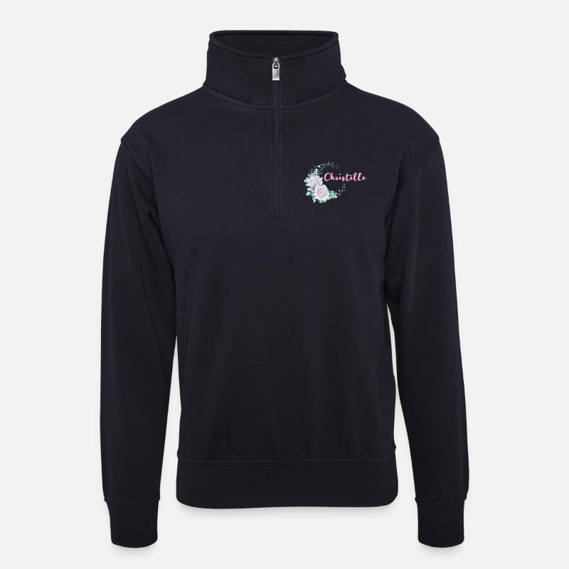 Für Christelle - Unisex Pullover mit Zip-Kragen - Dunkelnavy
