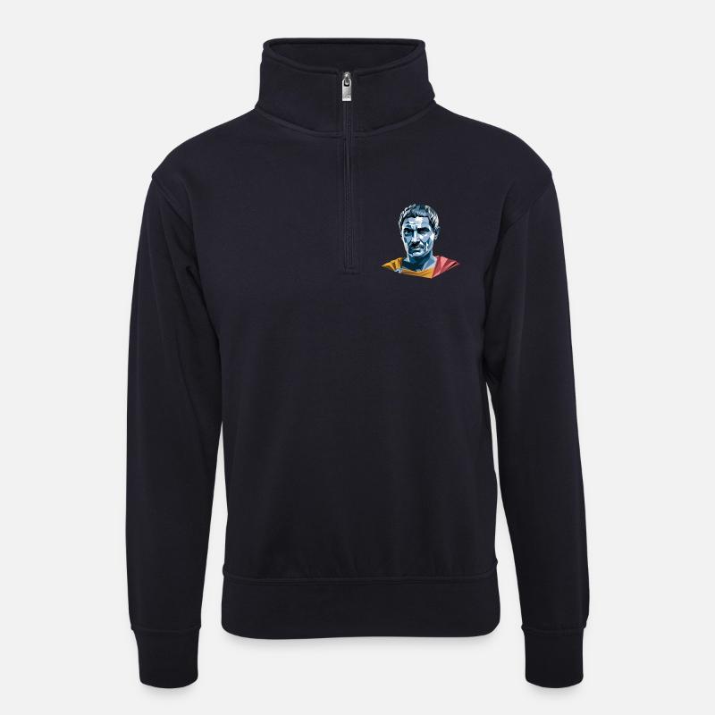 Caesar - Cooles Geschichtslogo - Unisex Pullover mit Zip-Kragen - Dunkelnavy