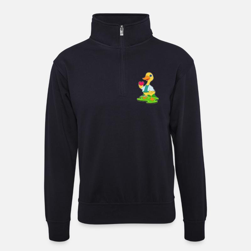 Ente Arzt Herz - Unisex Pullover mit Zip-Kragen - Dunkelnavy