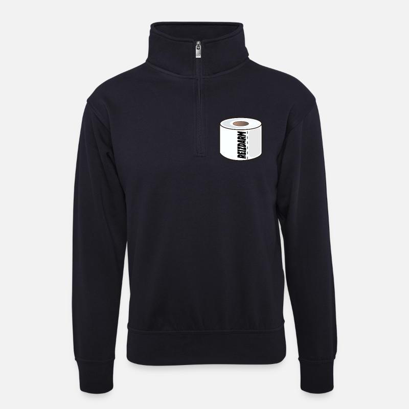 REIZDARM KLOPAPIER VERDAUUNG - Unisex Pullover mit Zip-Kragen - Dunkelnavy