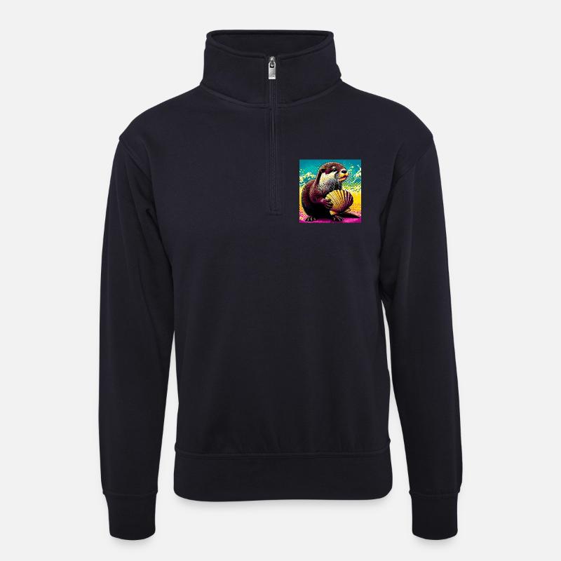 Otter - Unisex Pullover mit Zip-Kragen - Dunkelnavy