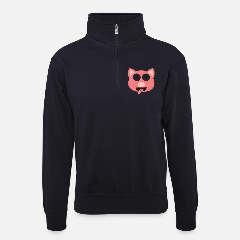 Schwein - Unisex Pullover mit Zip-Kragen - Dunkelnavy