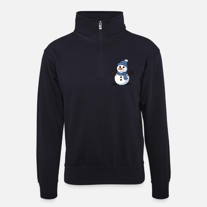 Schneemann Winterzauber - Unisex Pullover mit Zip-Kragen - Dunkelnavy