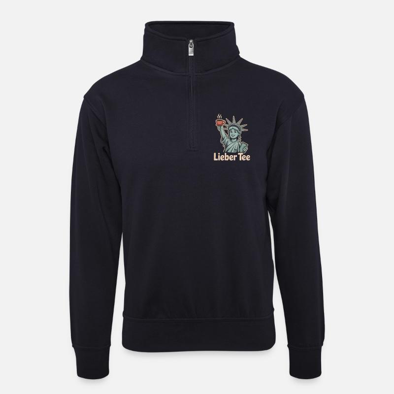Lieber Tee Liberty Design - Unisex Pullover mit Zip-Kragen - Dunkelnavy