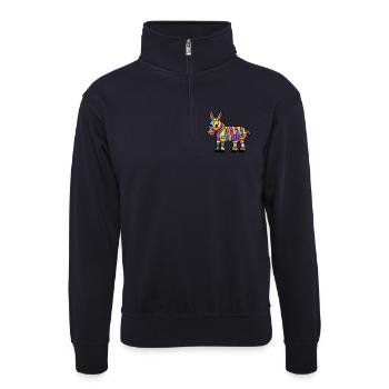 Esel Halloween Zombie - Unisex Pullover mit Zip-Kragen - Dunkelnavy - Vorne