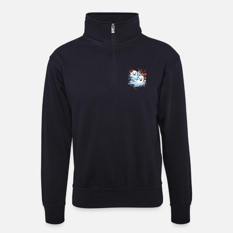 Fröhliche Geister im Farbschauer - Unisex Pullover mit Zip-Kragen - Dunkelnavy