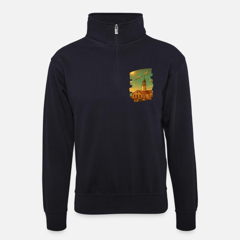 Far de Capdepera - Cala Ratjada - Unisex Pullover mit Zip-Kragen - Dunkelnavy