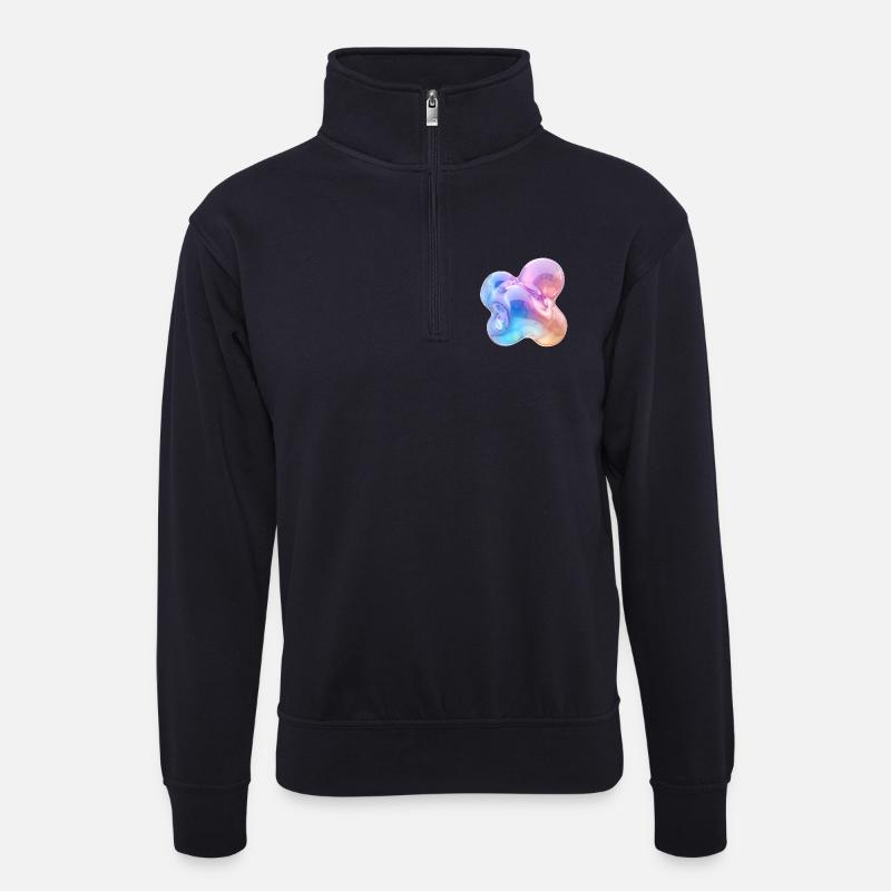 Glänzendes Pastell-Abstraktes Bubble-Design - Unisex Pullover mit Zip-Kragen - Dunkelnavy