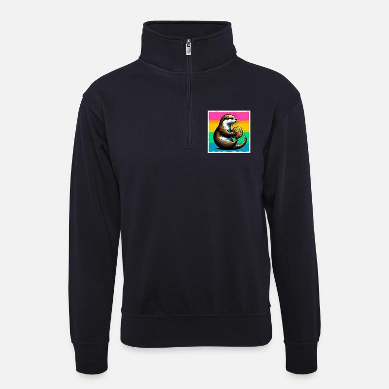 Otter - Unisex Pullover mit Zip-Kragen - Dunkelnavy