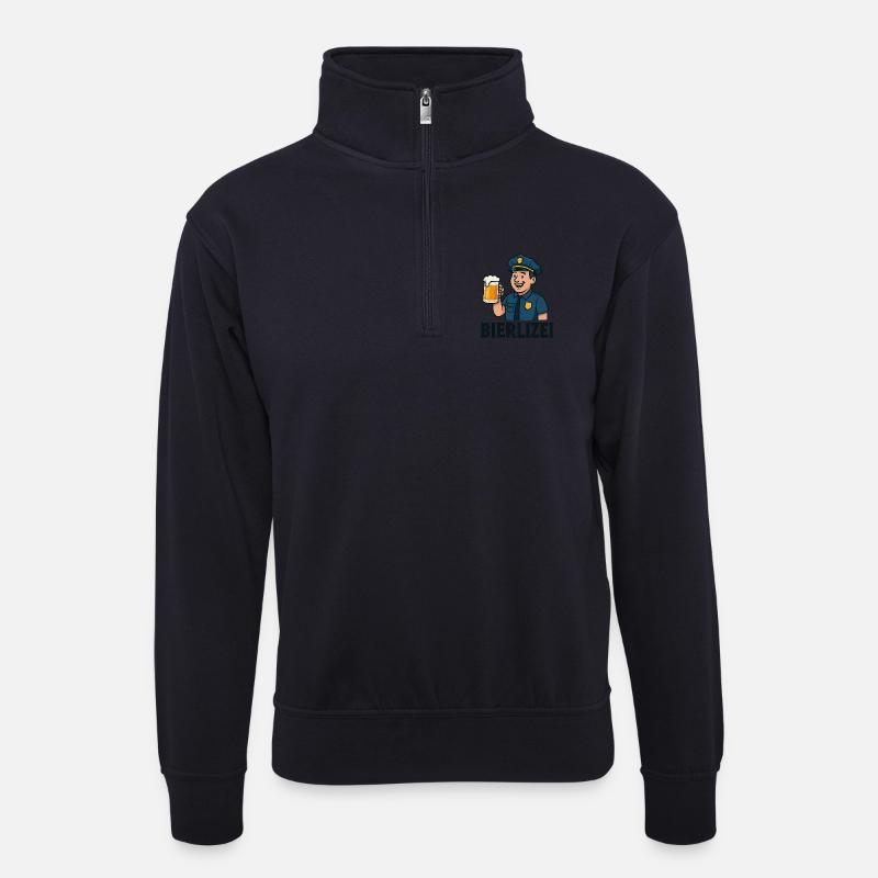 Polizei Bierheld Cartoon BIER - Unisex Pullover mit Zip-Kragen - Dunkelnavy