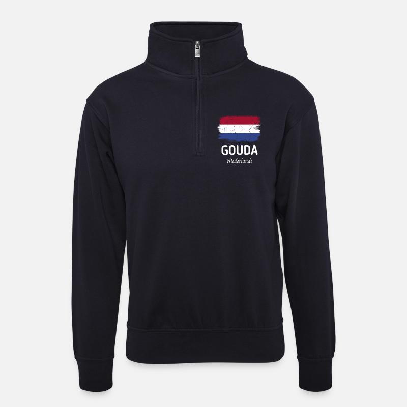 Gouda - Unisex Pullover mit Zip-Kragen - Dunkelnavy