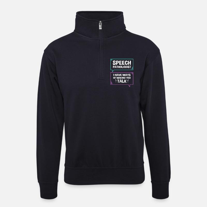 Speech Pathologist SLP Speech Therapist - Unisex sweater with zip collar - dark navy