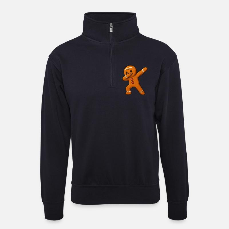 Tanzender Lebkuchenmann - Unisex Pullover mit Zip-Kragen - Dunkelnavy