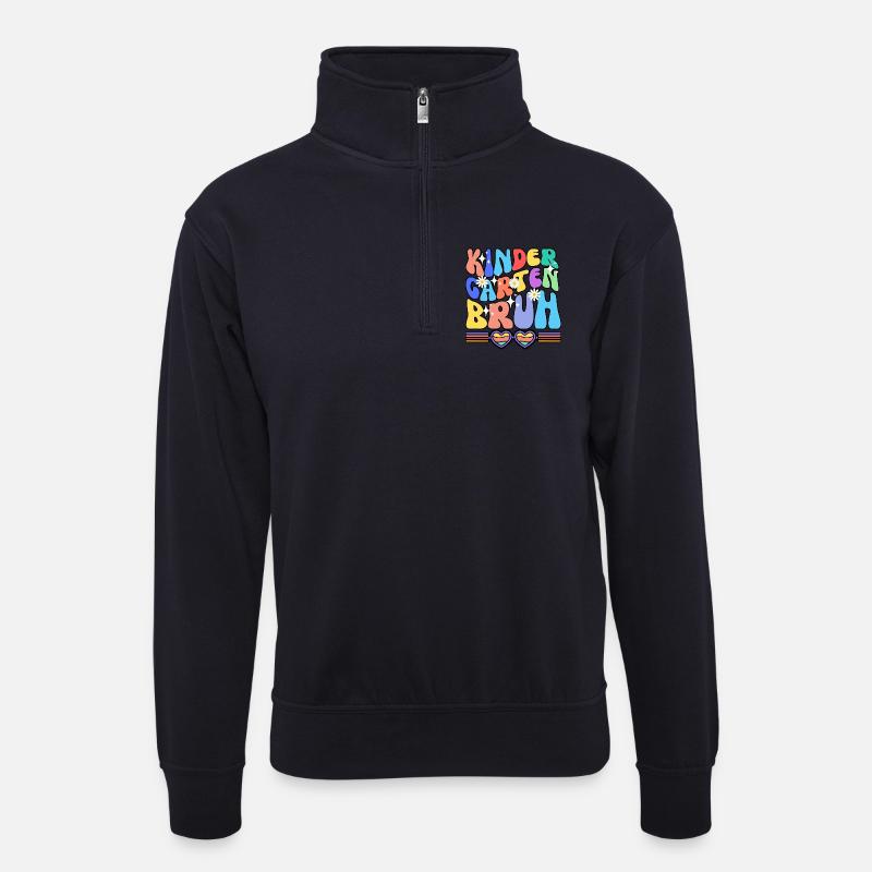 KINDERGARTEN BRUH - Unisex Pullover mit Zip-Kragen - Dunkelnavy