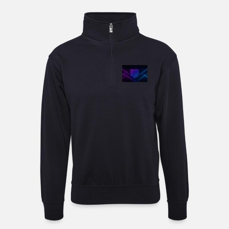 Neon Geometrie Glow - Unisex Pullover mit Zip-Kragen - Dunkelnavy