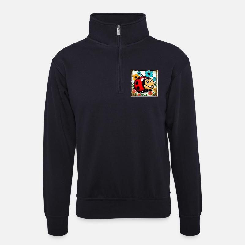 Marienkäfer - Unisex Pullover mit Zip-Kragen - Dunkelnavy