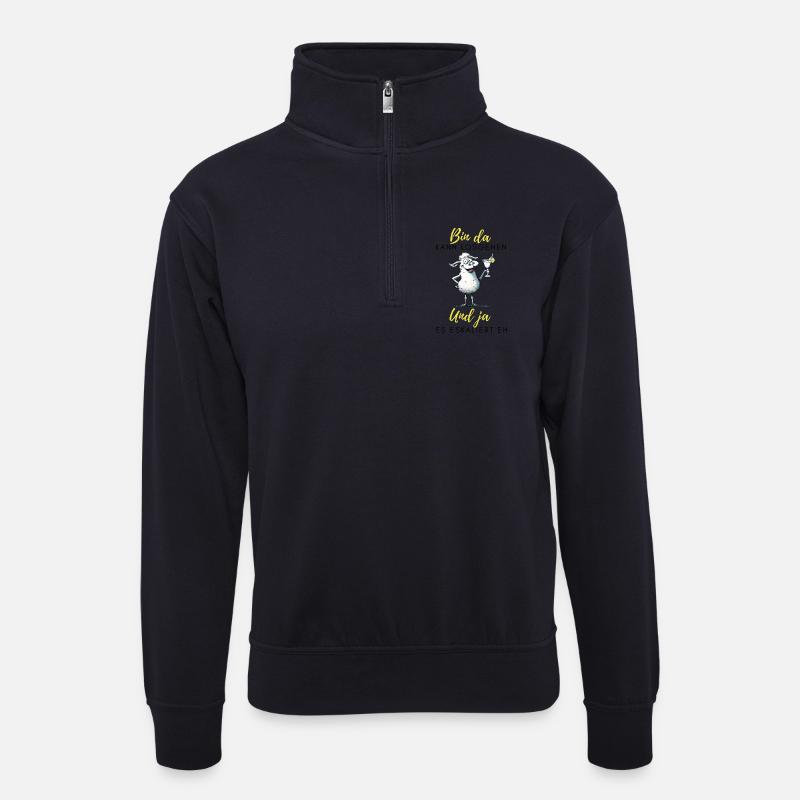 Bin da Und ja Partyschaf - Unisex Pullover mit Zip-Kragen - Dunkelnavy