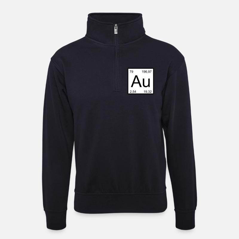 Gold Element Minimal - Unisex Pullover mit Zip-Kragen - Dunkelnavy