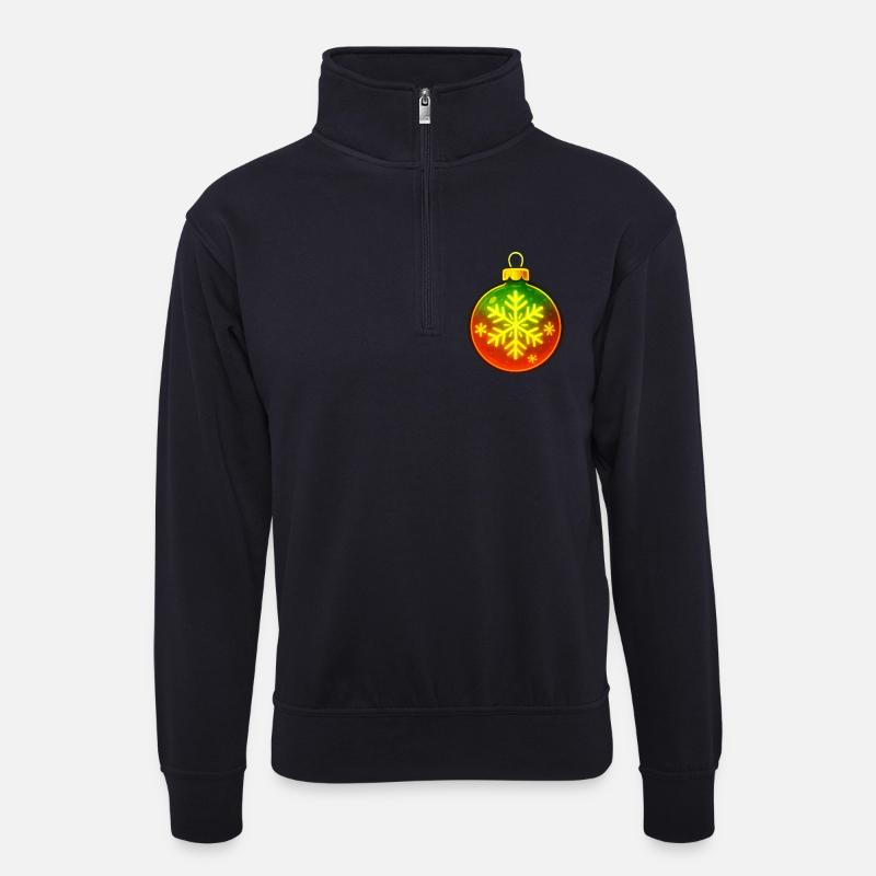 Weihnachtskugel Schneeflocke Ornament - Unisex Pullover mit Zip-Kragen - Dunkelnavy