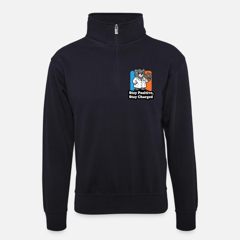 Bären-Wissenschaftler mit Atomzeichen - Unisex Pullover mit Zip-Kragen - Dunkelnavy