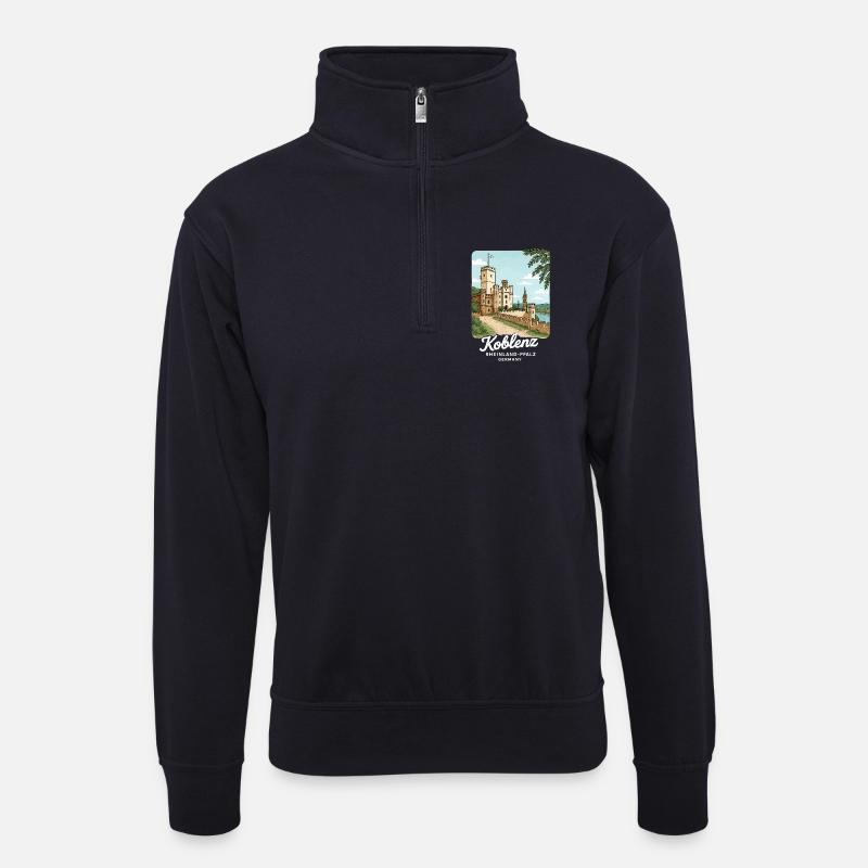 Koblenz - Unisex Pullover mit Zip-Kragen - Dunkelnavy