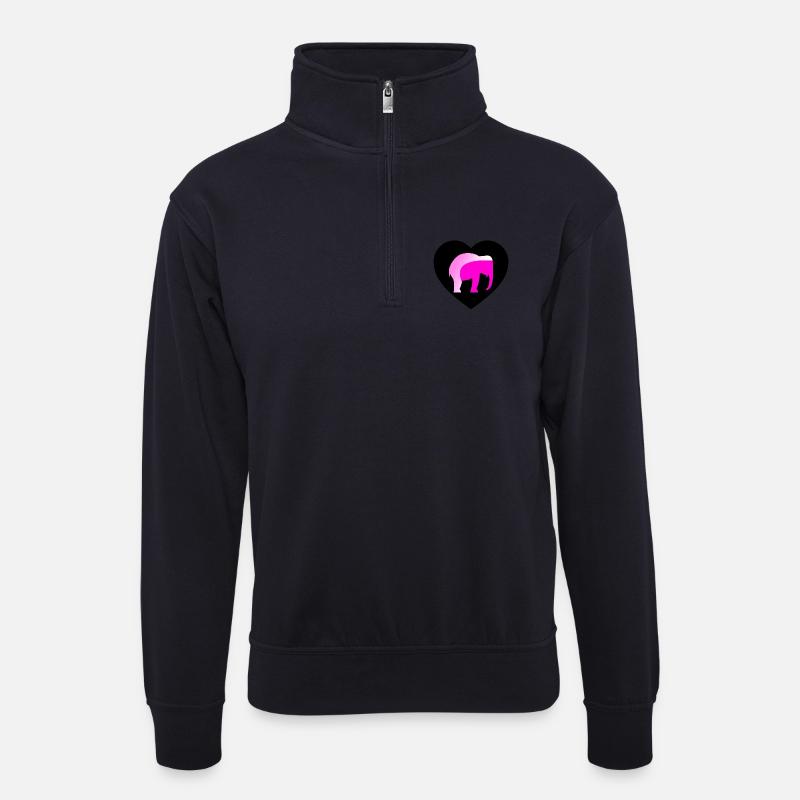 Elefant - Unisex Pullover mit Zip-Kragen - Dunkelnavy
