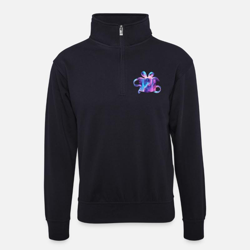 Ätherisches Galaxiegeschenk - Unisex Pullover mit Zip-Kragen - Dunkelnavy