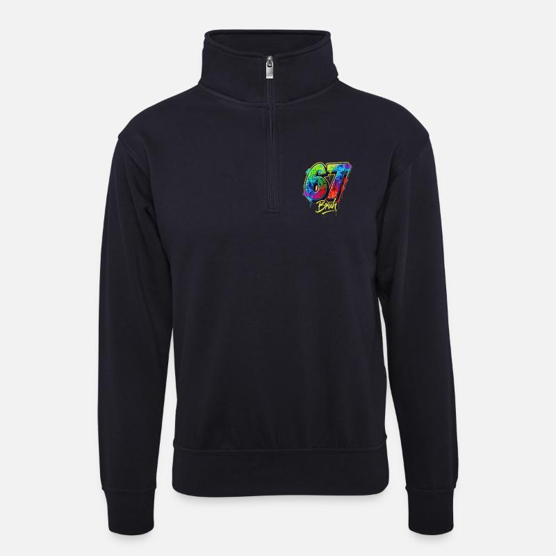 6 7 Meme – Graffiti Bruh Edition - Unisex Pullover mit Zip-Kragen - Dunkelnavy