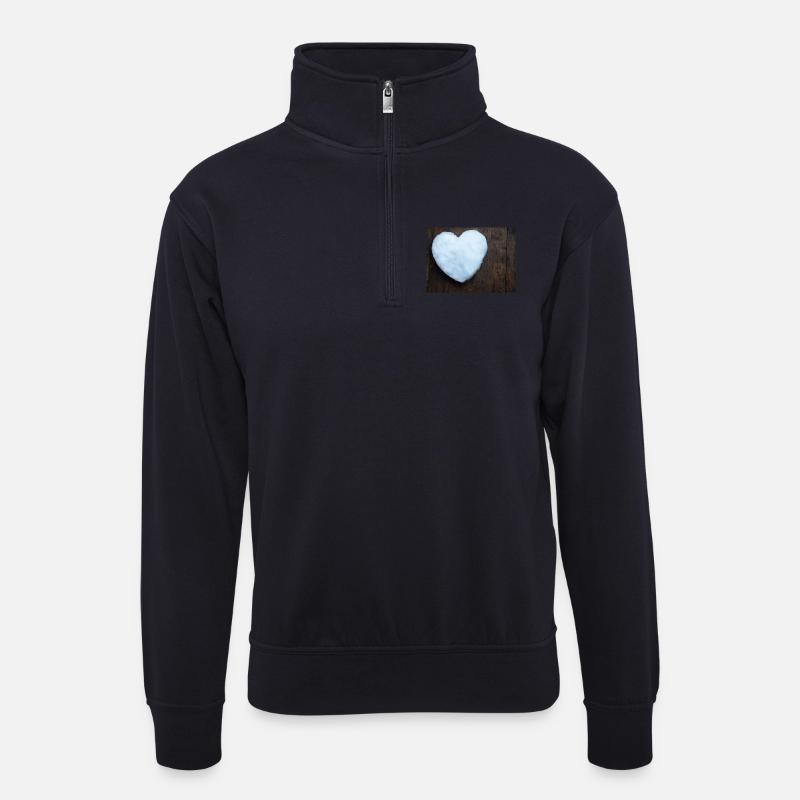 Herz aus Schnee - Unisex Pullover mit Zip-Kragen - Dunkelnavy