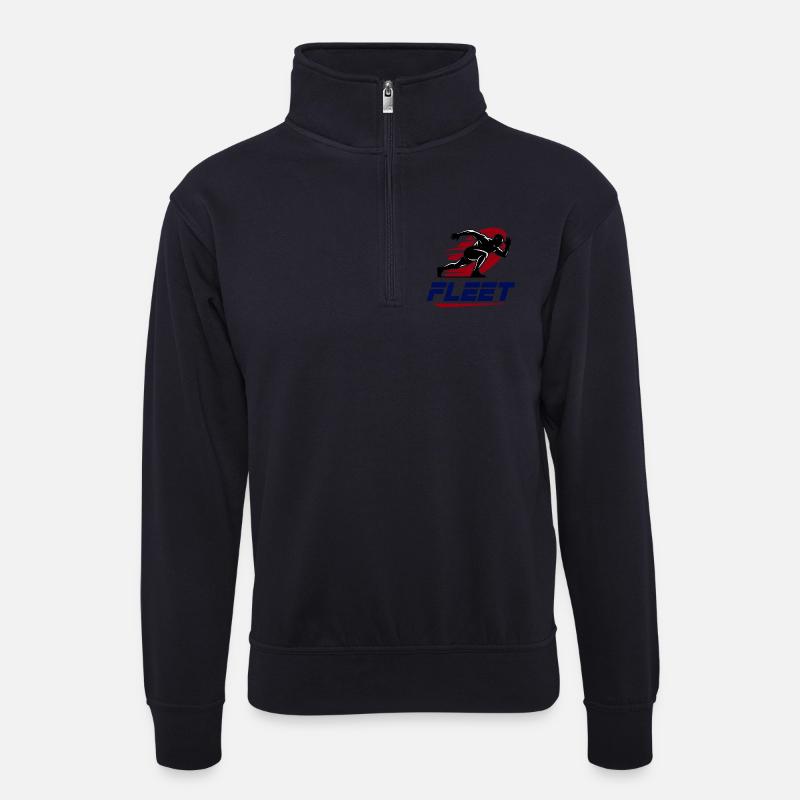 Fleet Racer Emblem - Unisex Pullover mit Zip-Kragen - Dunkelnavy