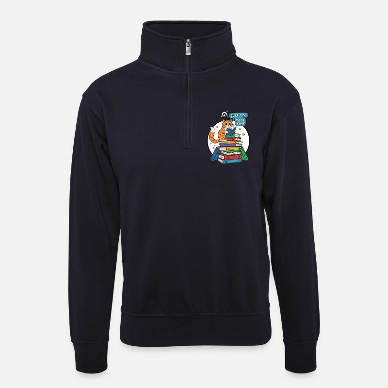 Katzenleser: Nur eine Seite mehr - Unisex Pullover mit Zip-Kragen - Dunkelnavy