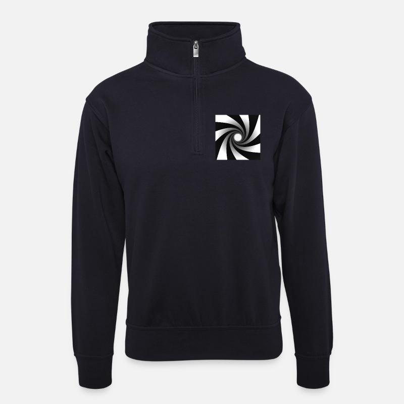 Monochromer Spiralwirbel - Unisex Pullover mit Zip-Kragen - Dunkelnavy