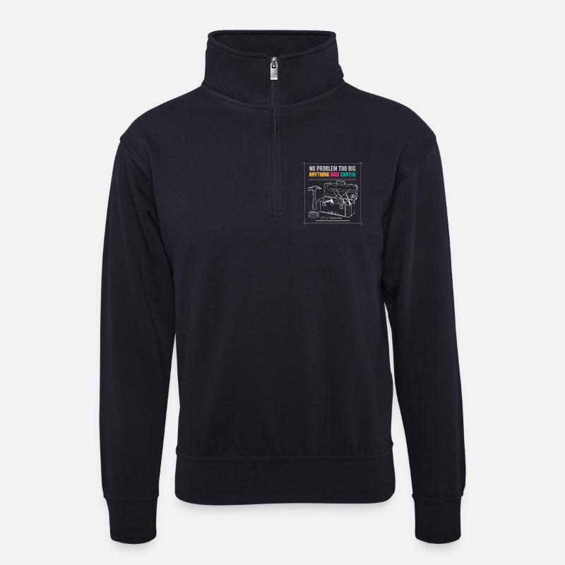 Dad Fix It Toolbox Graphic - Unisex sweater with zip collar - dark navy
