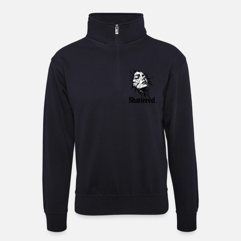 Zerbrochenes Schweigen - Unisex Pullover mit Zip-Kragen - Dunkelnavy