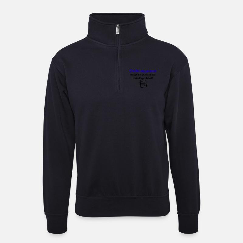 Ordnungsamt Blau Typo - Unisex Pullover mit Zip-Kragen - Dunkelnavy