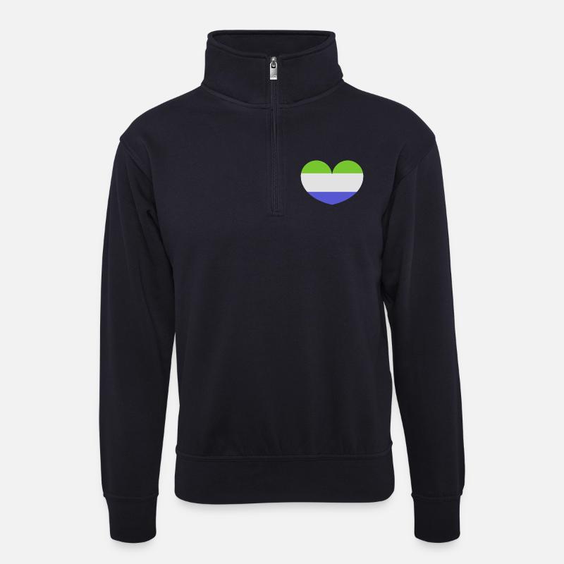 Sierra Leone Herzflagge - Unisex Pullover mit Zip-Kragen - Dunkelnavy