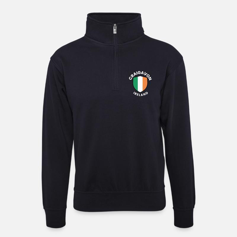 Craigavon Irland-Schild - Unisex Pullover mit Zip-Kragen - Dunkelnavy