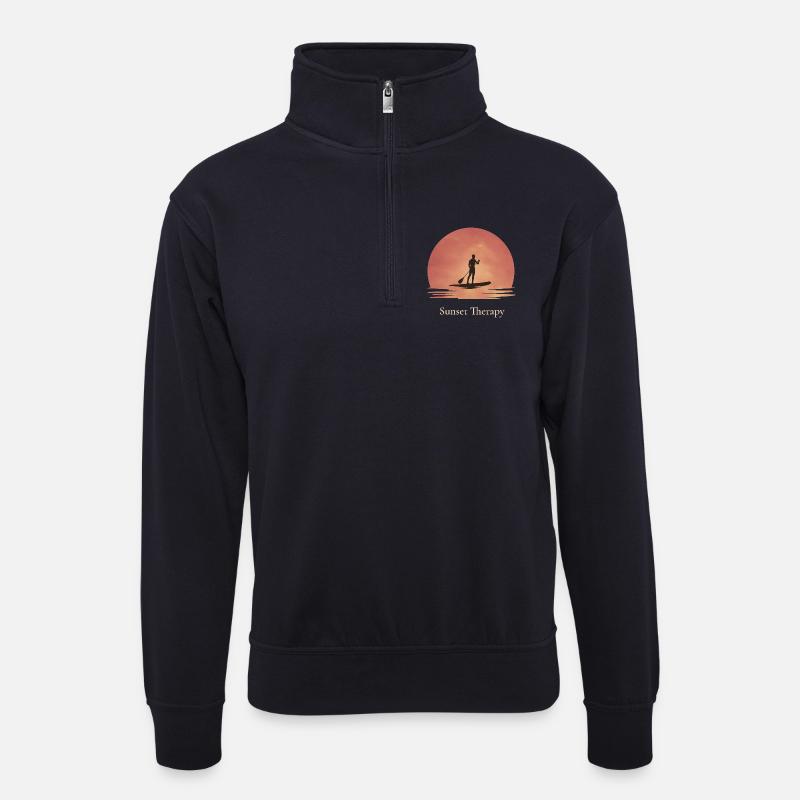 Sunset Therapy SUP - Unisex Pullover mit Zip-Kragen - Dunkelnavy