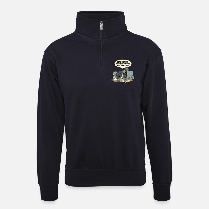 Office zombie: Work until death - Unisex sweater with zip collar - dark navy