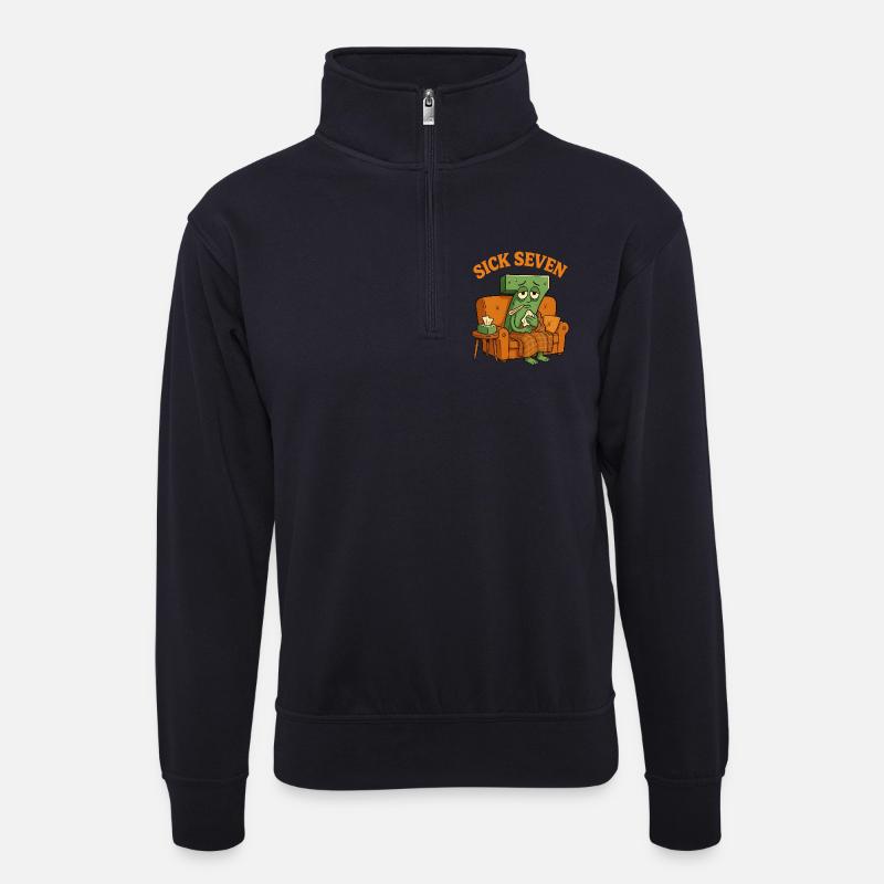 Sechs, Sieben, Kranke, Sieben, - Unisex Pullover mit Zip-Kragen - Dunkelnavy