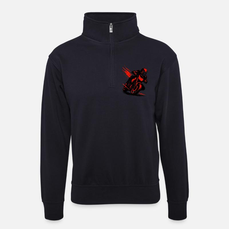Skeleton Biker – Moto Biker - Unisex Pullover mit Zip-Kragen - Dunkelnavy