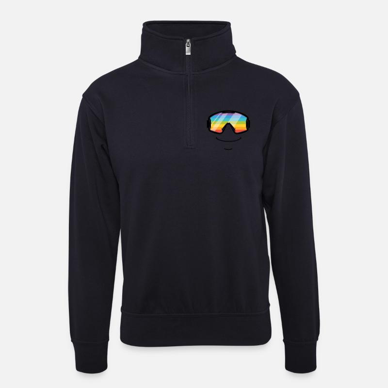 Skibrille Regenbogen Smile Apres-Ski - Unisex Pullover mit Zip-Kragen - Dunkelnavy