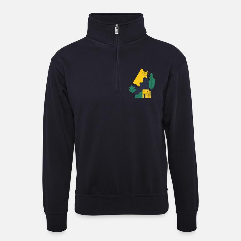 Abstrakte Wüstenlandschaft - Unisex Pullover mit Zip-Kragen - Dunkelnavy